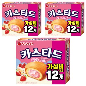 오리온 카스타드 딸기 생크림 12p, 276g, 3개