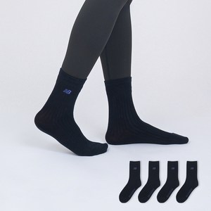 뉴발란스 여성용 자수 로고 중목 골지양말 4켤레