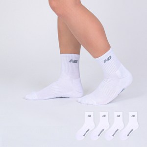 뉴발란스 남성용 베이직 로고 파일 중목 양말 4켤레