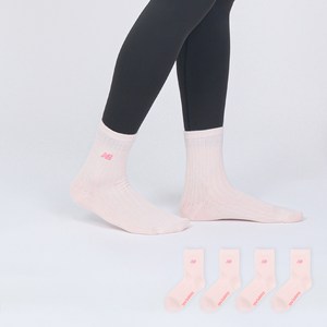 뉴발란스 여성용 자수 로고 중목 골지양말 4켤레