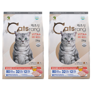 캐츠랑 전연령 고양이 비타플러스 건식사료, 닭+참치, 2kg, 2개
