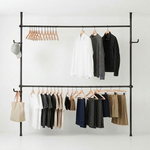 행거전문가 튼튼한 고정식 옷걸이행거 와이드2단 38mm