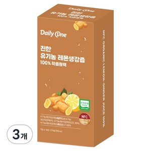데일리원 진한 유기농 레몬생강즙 100 착즙 원액, 210g, 3개