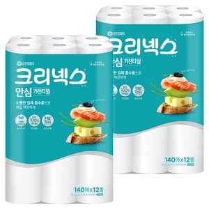 크리넥스 안심 천연펄프 키친타월, 140매, 24개