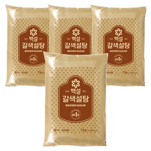 백설 갈색설탕, 3kg, 4개