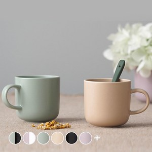 보울보울 국산 레트로라인 머그-320ml, 그린티라떼+카라벨베이지, 2개