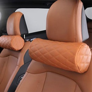 지엠지모터스 타공 가죽 메모리폼 차량용 목쿠션, 브라운, 1개