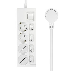 원스탑 제로갭 슬림 개별 스위치 멀티탭 4구 16A + 안전커버 2p