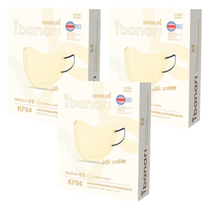 아이바나리 에어 황사 방역용 마스크 중형 KF94, 10개입, 코튼 아이보리, 3개