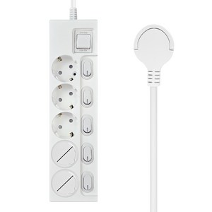 원스탑 제로갭 슬림 개별 스위치 멀티탭 5구 16A + 안전커버 2p