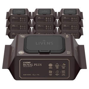 리벤스 로얄 플러스 아기 물티슈 엠보싱 캡형, 75g, 70매, 10개