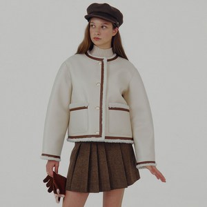 온앤온 여성용 배색 포인트 무스탕 점퍼 NEM3XMA40