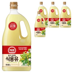 해표 콩기름 식용유, 1.8L, 5개