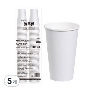 neulpuleun 무인쇄 종이컵 500ml, 100개입, 5개