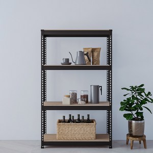 스피드랙 라이트 무볼트 앵글 철제 다용도 선반, 블랙, 900 x 400 x 1500 mm, 4단