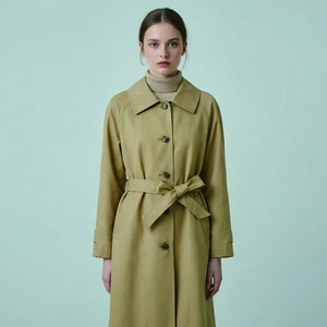 올리브데올리브 여성용 소매 비죠 벨티드 루즈핏 면 트렌치 코트