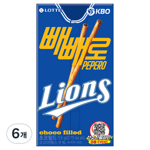 빼빼로 초코필드 KBO 삼성 라이온즈, 53g, 6개