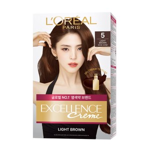 로레알파리 엑셀랑스 크림 빗캡으로 간편한 새치염색 염모제, 5호 라이트 브라운, 1개