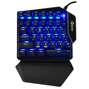 큐센 LED 게이밍 기계식 한손 유선키보드, ARES Q34(적축), 혼합 색상, 한손 키보드