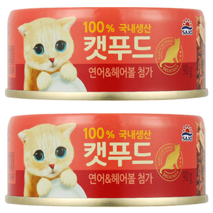사조로하이캣푸드 고양이 간식캔, 혼합맛(연어/헤어볼..., 90g, 2개
