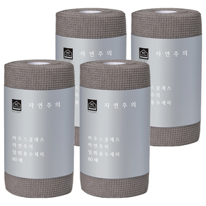 하우스클래스 자연주의 일회용 수세미, 그레이, 80개입, 4개