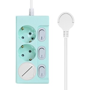 원스탑 제로갭 슬림 납작 컬러 개별스위치 멀티탭 3구 16A + 안전커버 세트