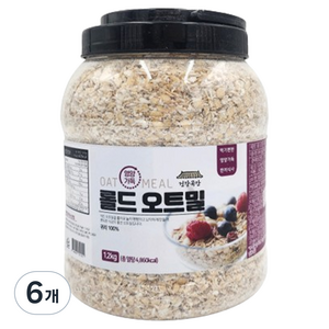 건강곡간 영양가득 롤드오트밀 통, 1.2kg, 6개