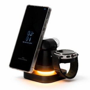아라리 파워M 글로 LED 무드조명 맥세이프 3IN1 핸드폰 갤럭시워치 거치 고속 무선 충전기