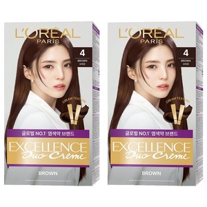 로레알파리 엑셀랑스 듀오크림 나눠쓰는 새치염색 염모제, 4호 브라운, 2개