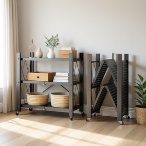 오브민 원터치 폴딩 이동식 수납 접이식 철제선반