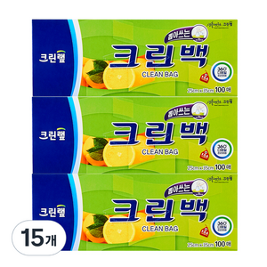 크린랲 뽑아쓰는 크린백 25cm x 35cm, 중(M), 100매, 15개