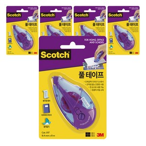 스카치 한손으로 쓰는 풀 테이프 017 8.4mm x 8m, 투명, 5개
