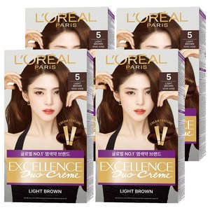 로레알파리 엑셀랑스 듀오크림 염모제, 5호 라이트 브라운, 4개