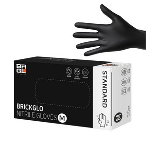 브릭글로 스탠다드 니트릴 장갑 100p, 블랙, M, 1개