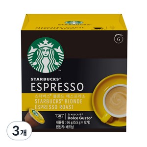 스타벅스 블론드 에스프레소 by 네스카페 돌체구스토 캡슐커피, 5.5g, 12개입, 3개