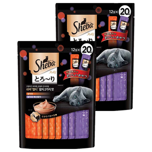 쉬바 멜티 고양이 파우치 짜먹는 간식 참치 10p + 참치와 해산물 10p, 혼합맛(쉬바 멜티/..., 240g, 2개