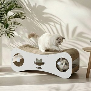 레토 고양이 숨숨집 터널형 스크래쳐, 화이트, 대형(77.5 x ..., 1개