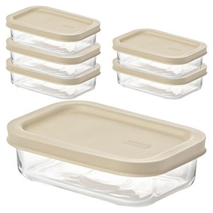 글라스락 이지오픈 밀폐용기 직사각 그레이, 400ml, 6개