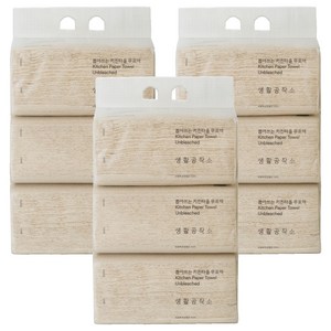 생활공작소 뽑아쓰는 무표백 천연펄프 키친타올, 100개입, 9개