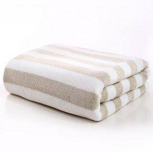 코멧 부드러운 스트라이프 바스타올 70 x 140 cm, 베이지, 1개