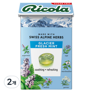 리콜라 스위스 글라시어 민트 허브캔디, 40g, 2개