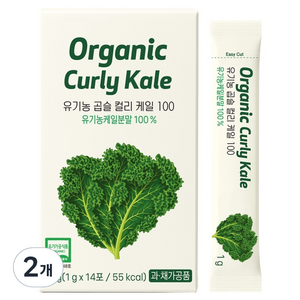 이롭 유기농 곱슬 컬리케일 100 분말 스틱, 14회분, 2개