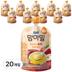 맘마밀 안심이유식 퓨레 6개월부터, 100g, 사과+고구마 혼합맛, 20개