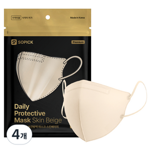 쏘픽 데일리 라이트 패키지 마스크 대형 KF94, 스킨베이지, 5개입, 4개