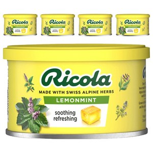 리콜라 스위스 레몬민트맛 캔디, 100g, 5개