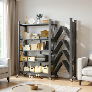 오브민 원터치 폴딩 이동식 수납 접이식 철제 선반