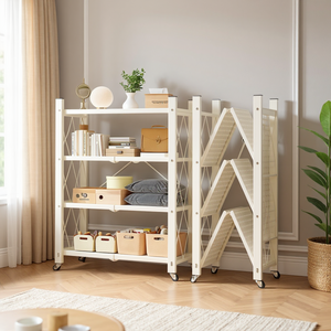 오브민 원터치 폴딩 이동식 수납 접이식 철제 선반