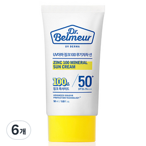 더페이스샵 닥터벨머 UV더마 징크100 무기자차 선크림 SPF50+ PA++++, 50ml, 6개