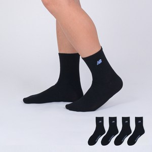 뉴발란스 남성용 베이직 자수 로고 중목 양말 4켤레