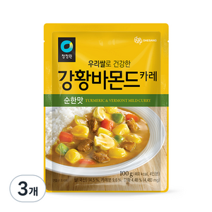 청정원 우리쌀 강황바몬드 카레 순한맛, 100g, 3개